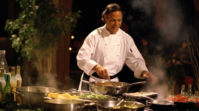 celebrity chef hosting a cooking demonstration generative ai