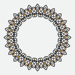 Circular baroque pattern. Round floral ornament. Vintage frame. Greeting card. Wedding invitation. Retro style. Vector logo template, labels and badges