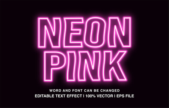 Neon pink editable text effect template, neon light futuristic typeface, premium vector