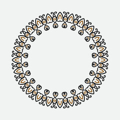 Circular baroque pattern. Round floral ornament. Vintage frame. Greeting card. Wedding invitation. Retro style. Vector logo template, labels and badges