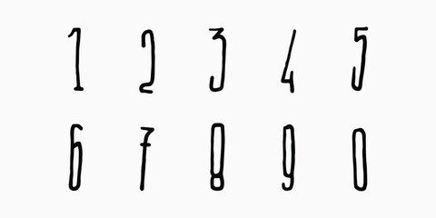 Modern alphabet with numbers. Simple square letters of rough shapes.Ultra bold font in modern brutal style.