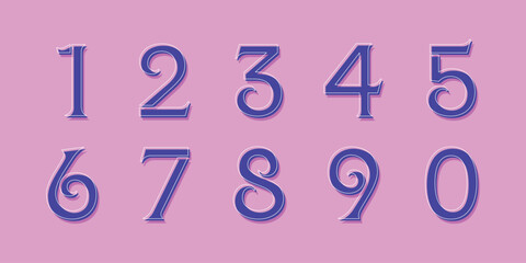 Number font. Font of numbers in classical style with contemporary geometric design. Beautiful elegant numerals. Vintage and old school retro typographic. Vector Illustration