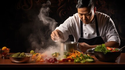 fusion cuisine chef blending Asian and Latin flavors generative ai