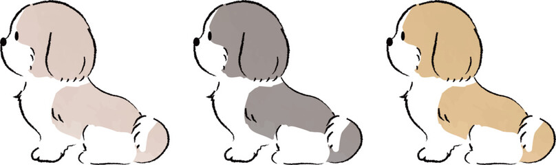 手書き風のシンプルなかわいいシーズーのイラスト　おすわり