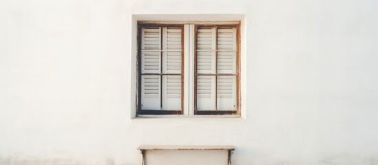 White wall adorned with an antique window.