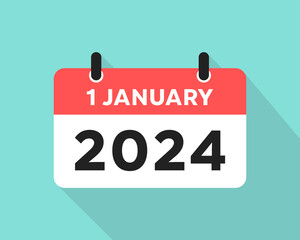 Vector illustration Happy new year 1 january 2024 celebration