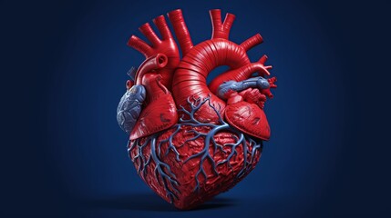 Naklejka premium 3D rendering of a human heart Generative AI