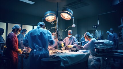 Operating room scene with surgeons Generative AI