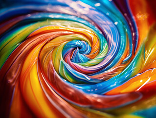 Fototapeta na wymiar Macro Close-Up of a Rainbowl Swirl Candy Lollipop