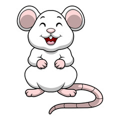 Cute mouse cartoon on white background