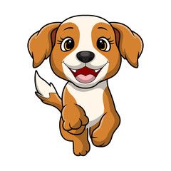 Naklejka premium Cute little dog cartoon running