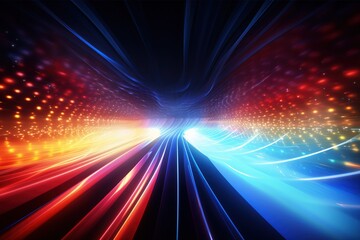 Obraz premium abstract futuristic background with pink blue glowing neon moving high speed wave lines and bokeh lights. Data transfer concept Fantastic wallpaper