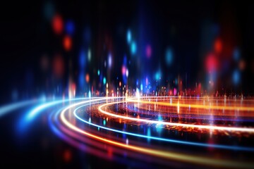 abstract futuristic background with pink blue glowing neon moving high speed wave lines and bokeh lights. Data transfer concept Fantastic wallpaper