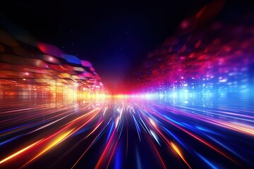 Obraz premium abstract futuristic background with pink blue glowing neon moving high speed wave lines and bokeh lights. Data transfer concept Fantastic wallpaper