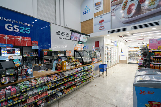 HO CHI MINH CITY, VIETNAM - MARCH 29, 2023: interior shot of GS25 store. GS25 is a South Korean chain of convenience stores