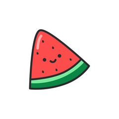 Watermelon slice icon in flat style. Vector illustration on white isolated background.