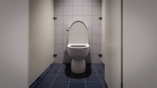 Public toilet toilet toilet cubicle background, 3d rendering