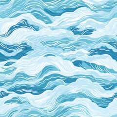Fototapeta na wymiar Seamless pattern with hand-drawn waves. Decorative illustration of the sea or ocean.