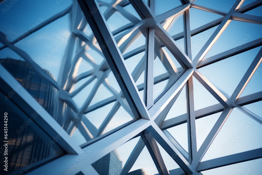 Poster abstract backdrop of modern glass and steel architecture. background with selective focus and copy s