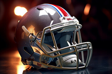 American football helmet. Background with selective focus and copy space