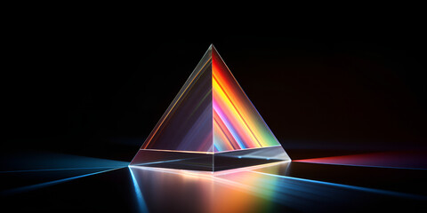 abstract 3d illustration of light dividing prism Generative AI - obrazy, fototapety, plakaty