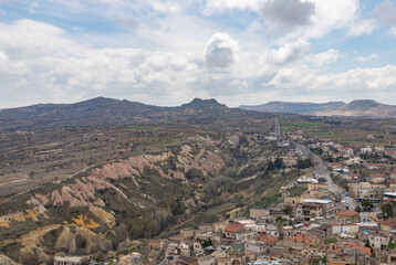 Fototapeta na wymiar Uchisar Town in Cappadocia and Pigeon Valley