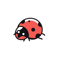 Ladybug icon vector icon in minimalistic, black and red line work, japan web