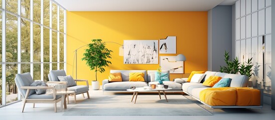 Contemporary, vibrant indoor design. visual.