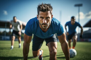 Fototapeta premium Athlete football and soccer player
