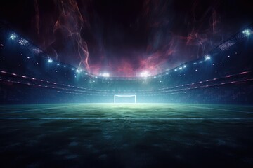 Soccer field and pitch with neon lights
