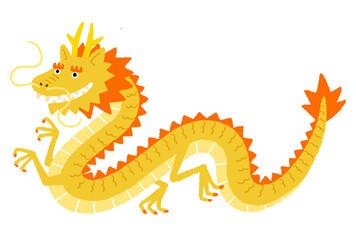 笑っている金色の龍