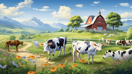 farm life with images of adorable farm animals in pastoral settings ai generated