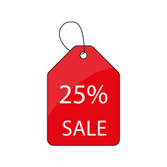 Price tag. Discount promotion. Sale 25 percent label. Vector illustration. EPS 10.