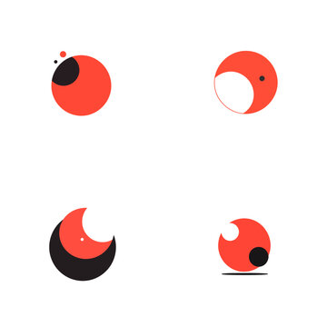 White Balance set of vector icons in minimalistic, black and red line work, japan web, icons pack