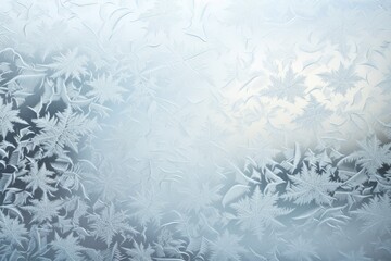 Frost creates fascinating patterns on a window in winter