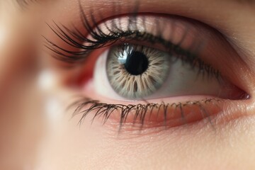 Naklejka premium Female eye with long eyelashes close up