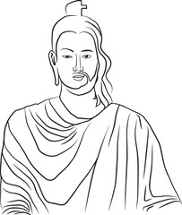 Jesus, Buddha, Prophet, Religious symbols, Things to respect. art drawing black and white of Buddha statue and Jesus. Half Buddha and Jesus. The Great Religious Profound Art of the World.
