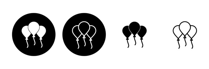 Fototapeta premium Balloon icon set. party balloon icon decoration birthday vector. Balloon black silhouette icon