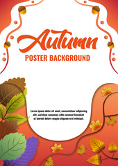 Fototapeta premium Poster Template Vector Leaves for Autumn Seasons V5