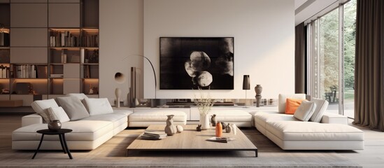 design concept for a contemporary living room.