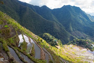 Villages and Batad rice terraces in Banaue, Ifugao, Philippines.