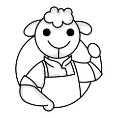 black and white style sheep character logo