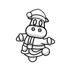 black and white style cow character logo