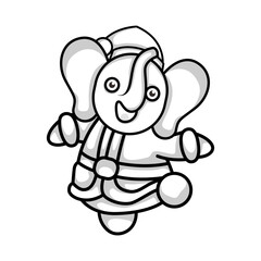 black and white style elephant character logo