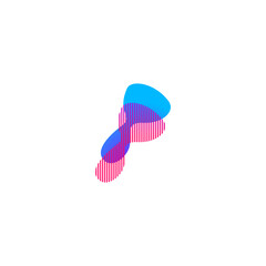 a logo with a blue and pink wave pattern