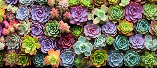Succulent cactus plants for home or garden decoration with green farm background.
