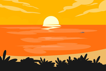 Fototapeta na wymiar flat sunset beach background
