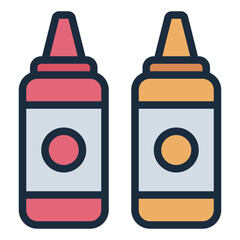 Ketchup and mayonnaise Bottle filled line icon