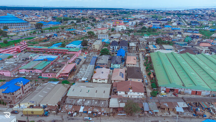 drone view of a city ojota in lagos nigeria