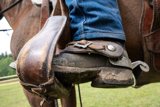 cowboy boot, stirrup and spur